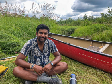 Rohith and his canoe